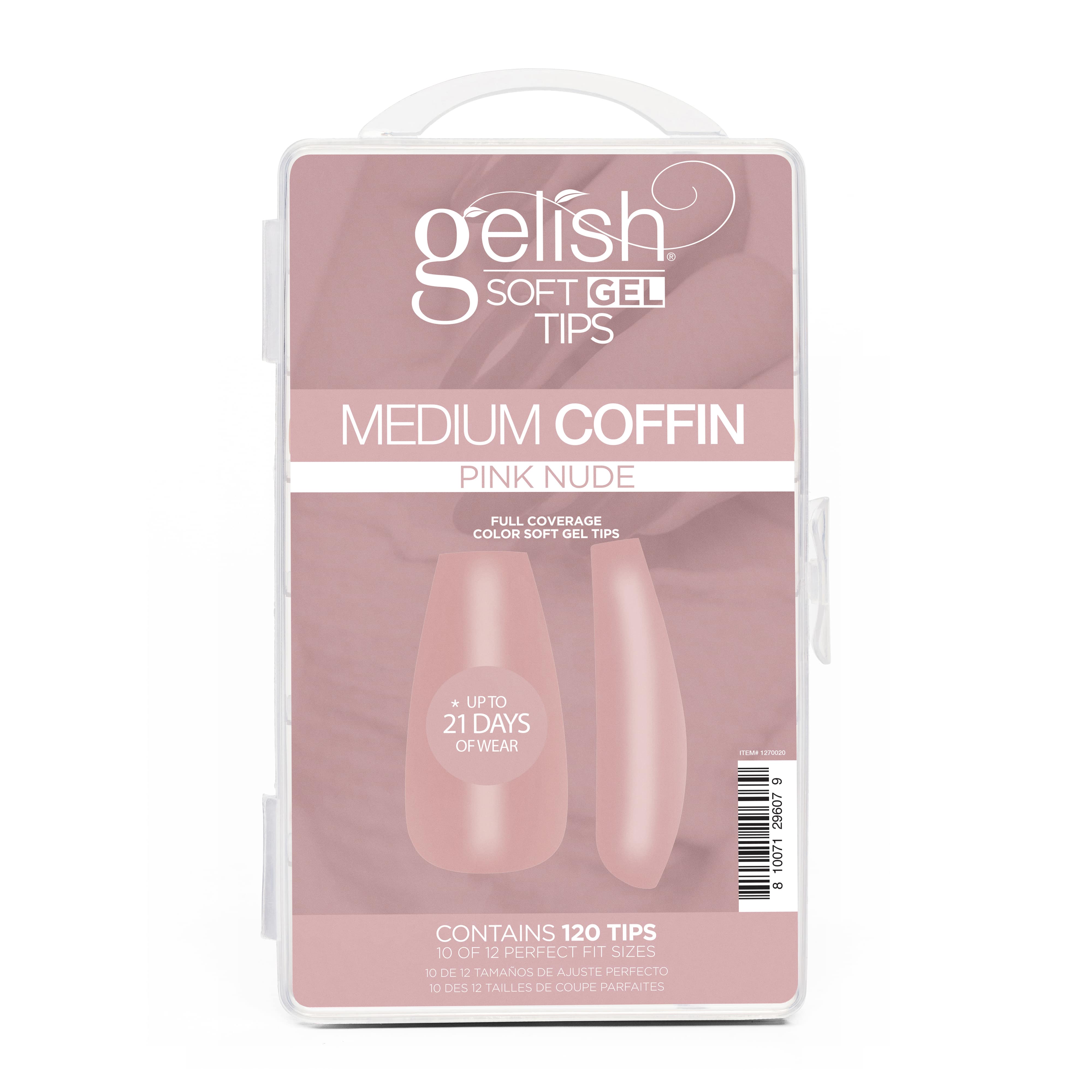 Soft Gel Tips – Medium Coffin Pink Nude 120 stuks